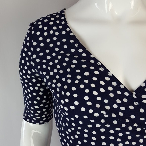 NEW Jones Wear Navy Polkadot Dress - Picture 5 of 8